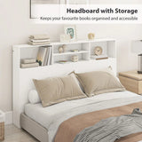 HOMCOM King-Size Freestanding Headboard with 4 Open Storage Compartments – Bedroom Bed Headboard, White