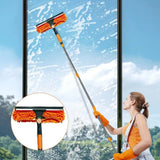 4.5m Telescopic Window Cleaning Kit with Rotating Squeegee and Chenille Cloth – Extendable Pole for High Windows