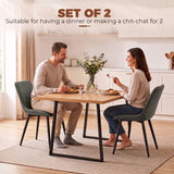HOMCOM Faux Leather Dining Chairs Set of 2 with Metal Legs and Curved Back – Upholstered Kitchen Chairs, Grey