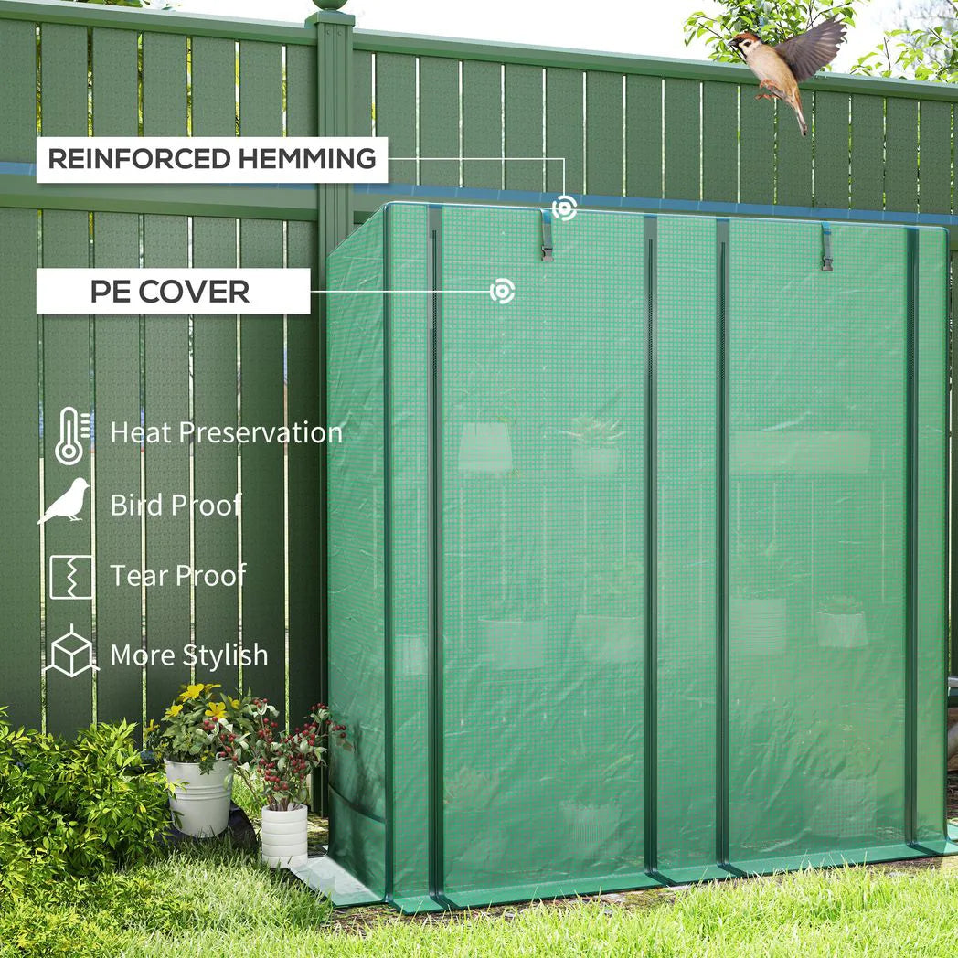 Outsunny Three-Tier Mini Greenhouse with Roll-Up Zipped Doors and 140 gsm PE Cover, Steel Frame – Green