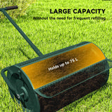 Outsunny 24" Compost Spreader with 75L Mesh Basket & Adjustable T-Handle – Peat Moss & Seed Garden Roller, Green