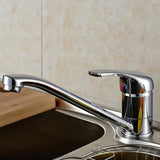 Modern Compact Kitchen Sink Mixer Tap with Swivel Spout, Single Lever and Solid Brass Body – Mono Chrome