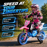 AIYAPLAY Kids 12V Electric Motorcycle with Training Wheels, Soft Start, Rear Suspension & Music – Ages 3-6, Pink