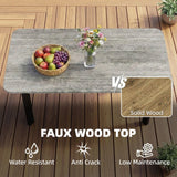 Outsunny Garden Coffee Table with Slatted Wood Plastic Composite Top & Metal Frame – Patio Table, Grey