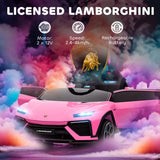 AIYAPLAY 12V Lamborghini Licensed Electric Ride On Car with Remote Control – Kids 3–6 Years, Pink