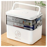 3-Tier Medicine Storage Box – Large Capacity Dustproof Organiser with Compartments, Clear and White