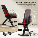 SPORTNOW Foldable Weight Bench with 6-Level Backrest, 4-Level Seat and Leg Roller – Home Gym Strength Training