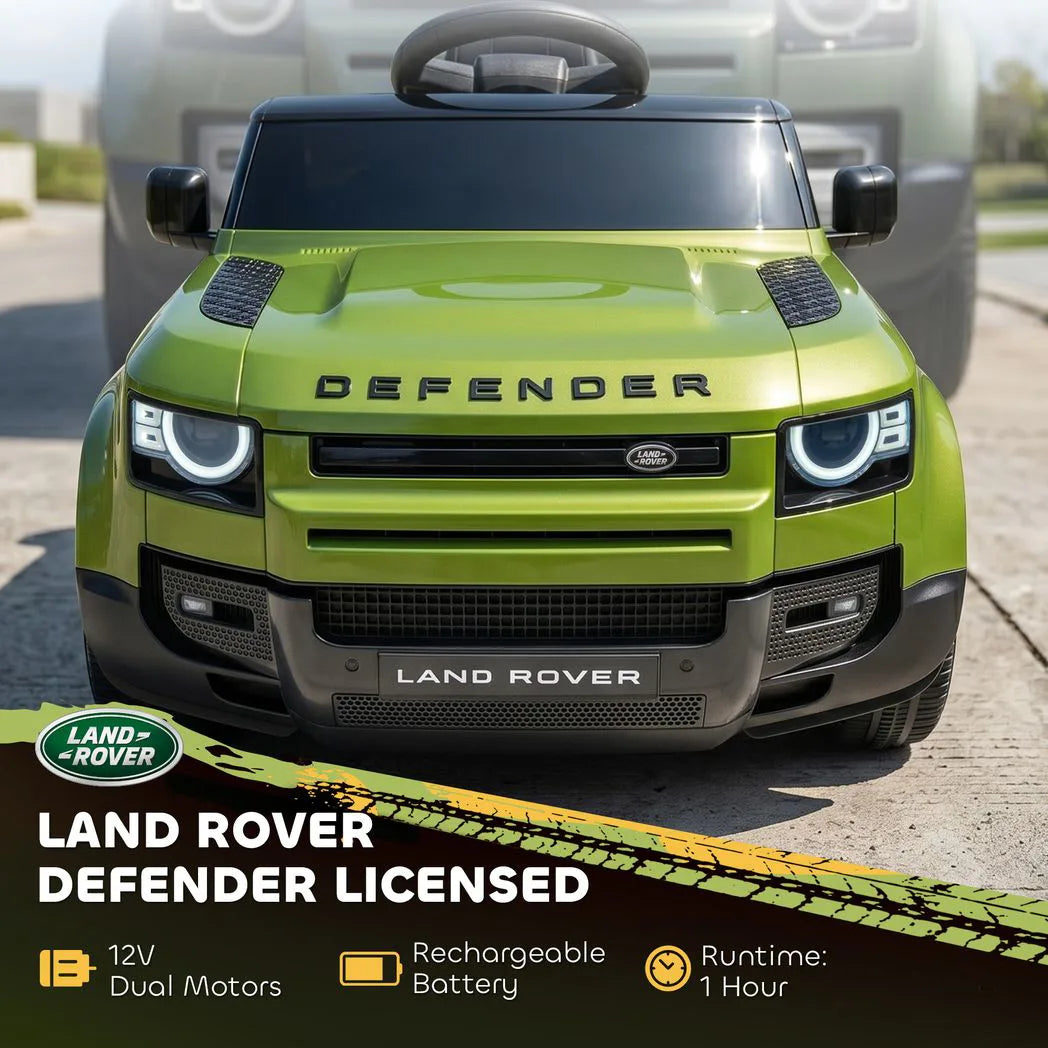 AIYAPLAY Land Rover Licensed 12V Kids Ride-On Car with Remote, Suspension and Soft Start – Lights and Music, Green