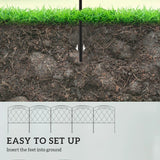 Outsunny 3m Decorative Metal Garden Fence, Diamond and Swirl Pattern – Flexible Border Fencing