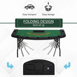 HOMCOM 7-Player Folding Poker Table with Chip Tray, Cup Holders & Padded Rails – Blackjack Card Table, Green