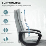 HOMCOM Linen-Look Double-Padded Office Chair with Adjustable Height and Tilt – Five Quiet Wheels, Grey