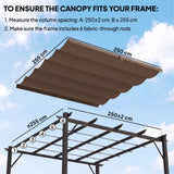Outsunny Pergola Replacement Canopy, 2.55 x 2.5 m Polyester Cover for 3 x 3 m Frame – Roof Top Only, Brown