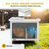 PawHut Outdoor Cat House with Insulation and Openable Roof – Weatherproof Shelter for Cats, Grey