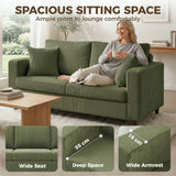HOMCOM Corduroy 2 Seater Sofa with Wide Seat and Pocket Spring Cushions – Loveseat Couch, Green