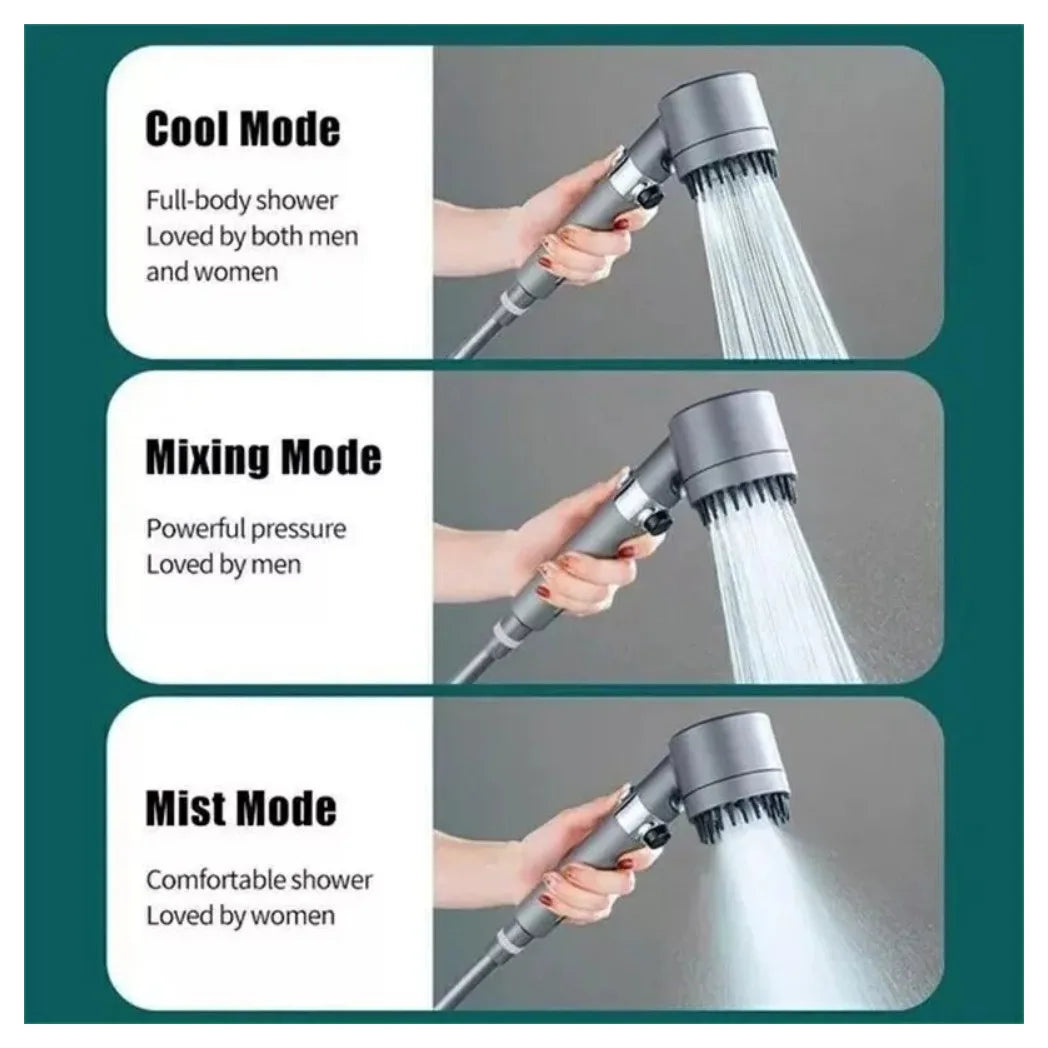 3-Mode High Pressure Handheld Shower Head with PP Filter & Pause Button – Water-Saving Massage Spray