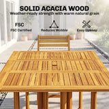 Outsunny 7-Piece Garden Dining Set, Extending Table & 6 Folding Chairs – Acacia Wood, Umbrella Hole