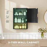 HOMCOM Wall Mounted Bathroom Cabinet with Adjustable Shelves – Louvred Door Storage, 40 x 20 x 60 cm, Black