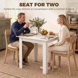 HOMCOM Square Dining Table for 2 with Wood-Effect Top and Non-Slip Foot Pads – Space-Saving, White