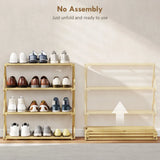 HOMCOM 4-Tier Folding Bamboo Shoe Rack, 12 Pairs, 67 x 60 x 29 cm – Natural