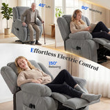HOMCOM Electric Lift Recliner Chair with Vibration Massage, Heat and USB Port – Wide Seat, Light Grey