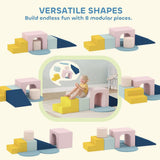 AIYAPLAY 8-Piece Foam Play Blocks with Velvet Covers – Soft Indoor Climbing Set for Kids, Multicolour