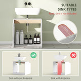 HOMCOM Under Sink Bathroom Cabinet with Soft-Close Doors – U-Shaped Cut-Out for Wall-Mounted Basins, White