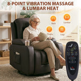 HOMCOM PU Leather Massage Recliner Chair with Heat, Extended Footrest, Cup Holders & Side Pockets – Dark Brown