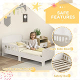 AIYAPLAY Toddler Bed Frame with Safety Side Rails – White Kids Bed for Ages 3-8 Years