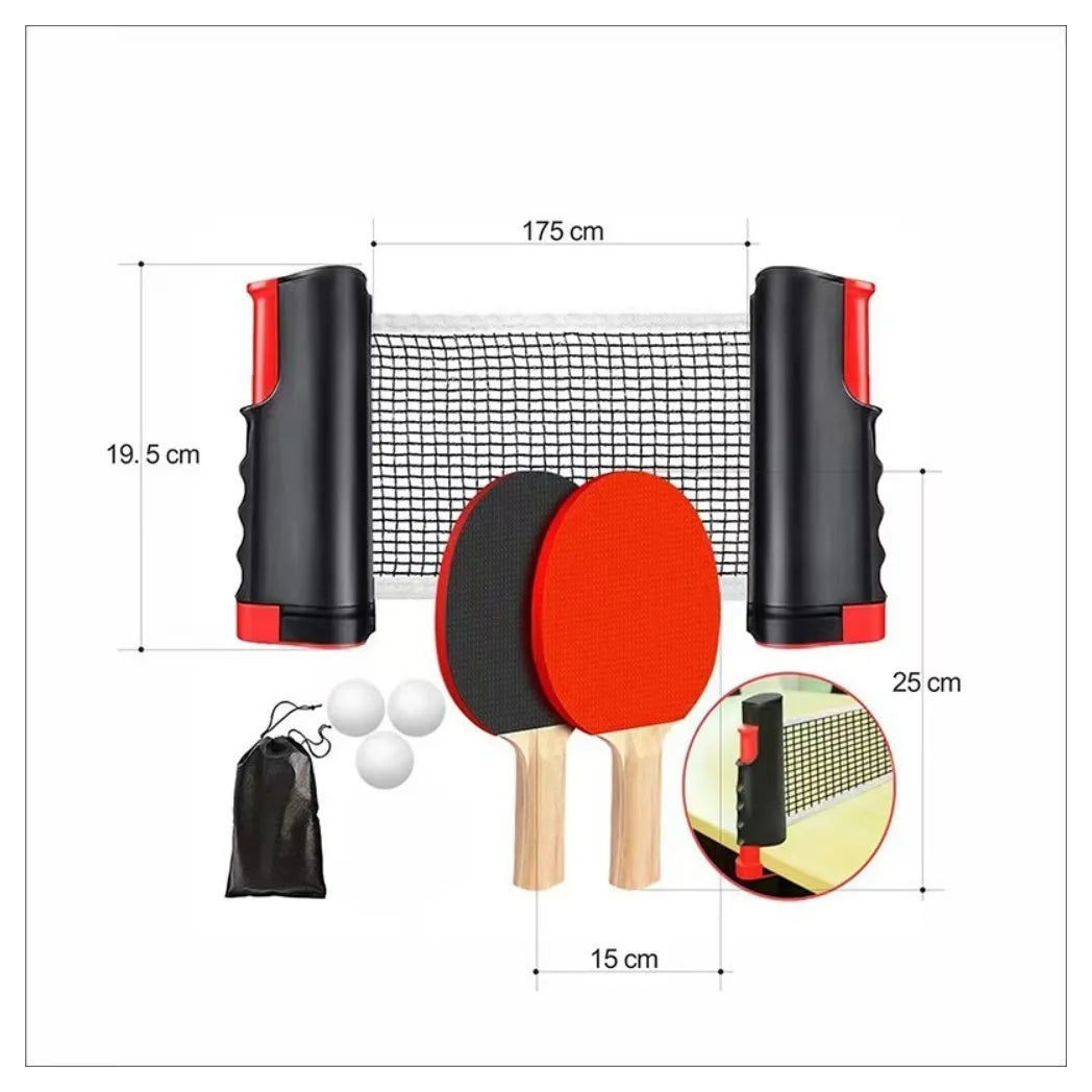 Portable Table Tennis Set with Retractable Net, 2 Bats & 3 Balls – Play Ping Pong on Any Table