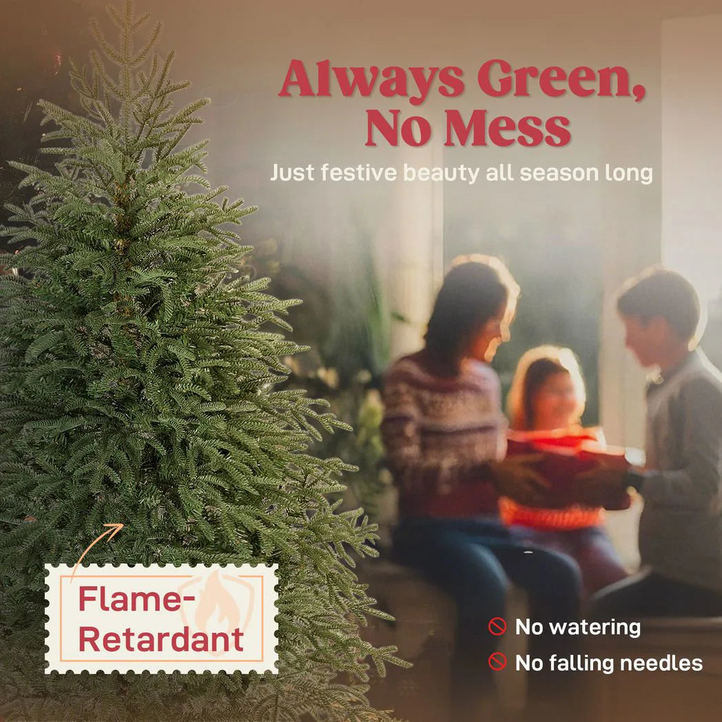 HOMCOM 5ft Full Spruce Artificial Christmas Tree with 1375 Dense Tips & Foldable Metal Stand – Green