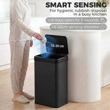 HOMCOM 40L Sensor Bin with Soft-Close Lid – Stainless Steel Automatic Touchless Motion Sensor Kitchen Bin, Black