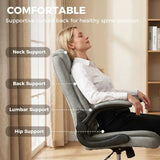 HOMCOM Linen-Look Executive Office Chair with Flip-Up Armrests & Thick Cushion – Computer Desk Chair, Grey