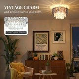 HOMCOM 3-Light Flush Mount Chandelier with Crystal and Smoke Glass – 40 cm Gold Ceiling Light