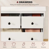 HOMCOM Modern 4-Drawer Chest of Drawers with Anti-Tip Straps – Clothes Storage Dresser for Bedroom, Hallway, White