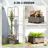 Outsunny Self-Watering Raised Garden Bed with Trellis, Plastic Planter Box with Drainage Plugs, 40 x 40 x 179cm