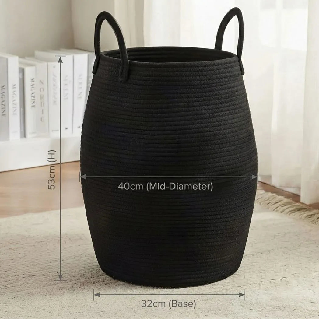 65L Foldable Laundry Basket with Handles – Bamboo & Fabric Storage Bin for Bedroom & Bathroom, Black
