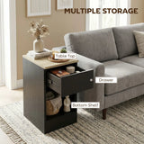 HOMCOM Set of 2 Modern Bedside Tables with Shelf & Drawer – Slim Storage Side Tables, Black