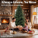 HOMCOM 6ft Artificial Christmas Tree – 180cm Hinged Xmas Tree with 2081 Tips and Solid Pine Wood Stand, Green