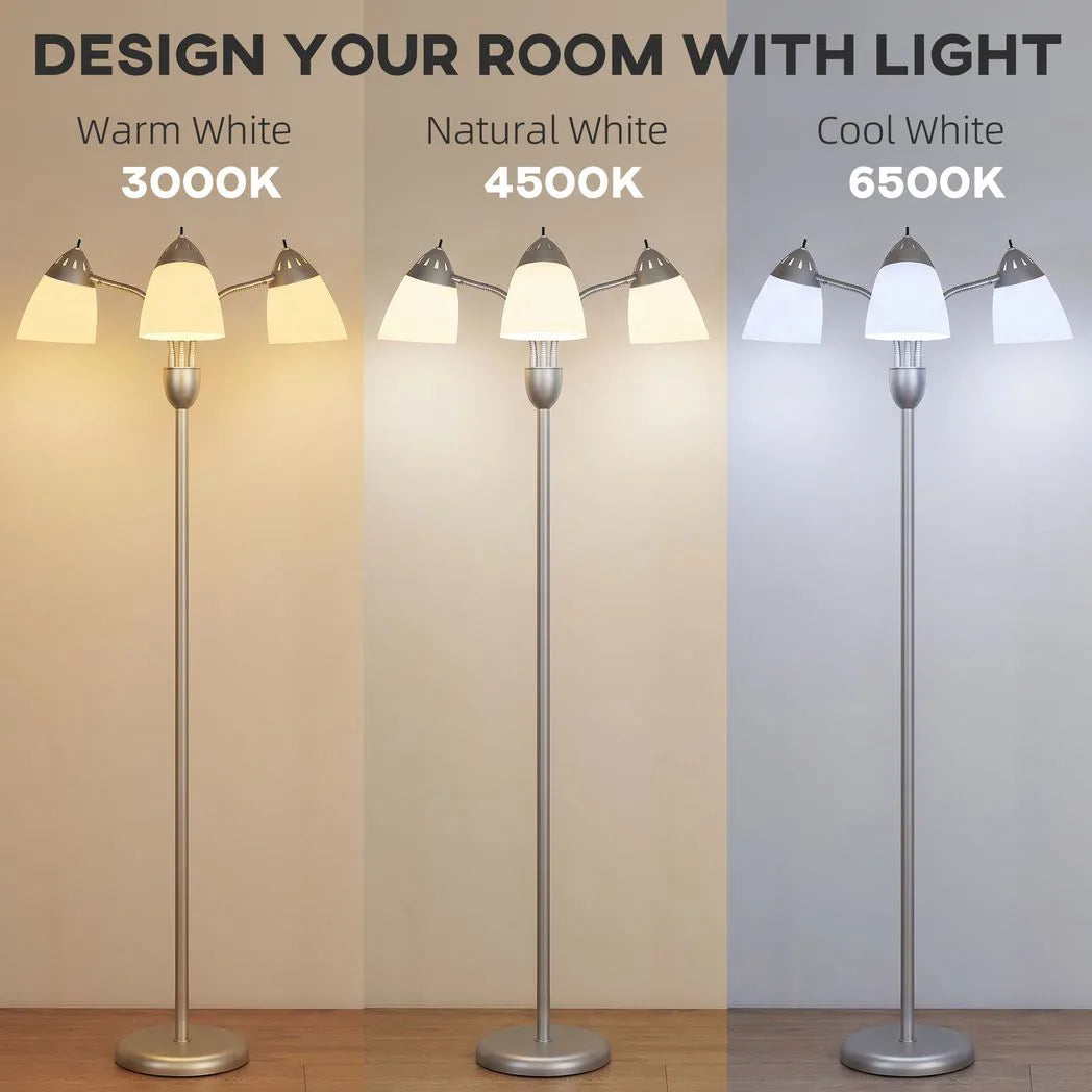 HOMCOM Arc Tree Floor Lamp with 3 Rotating Lights, 3 Colour Temps