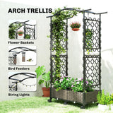 Outsunny Mobile Raised Garden Bed with Arch Trellis – Self-Watering 2 x 24L Planter Boxes on Wheels