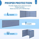 Outsunny 4 Pole Camping Windbreak with Steel Poles and Carry Bag, 540 x 150cm – Beach Shelter, Dark Blue