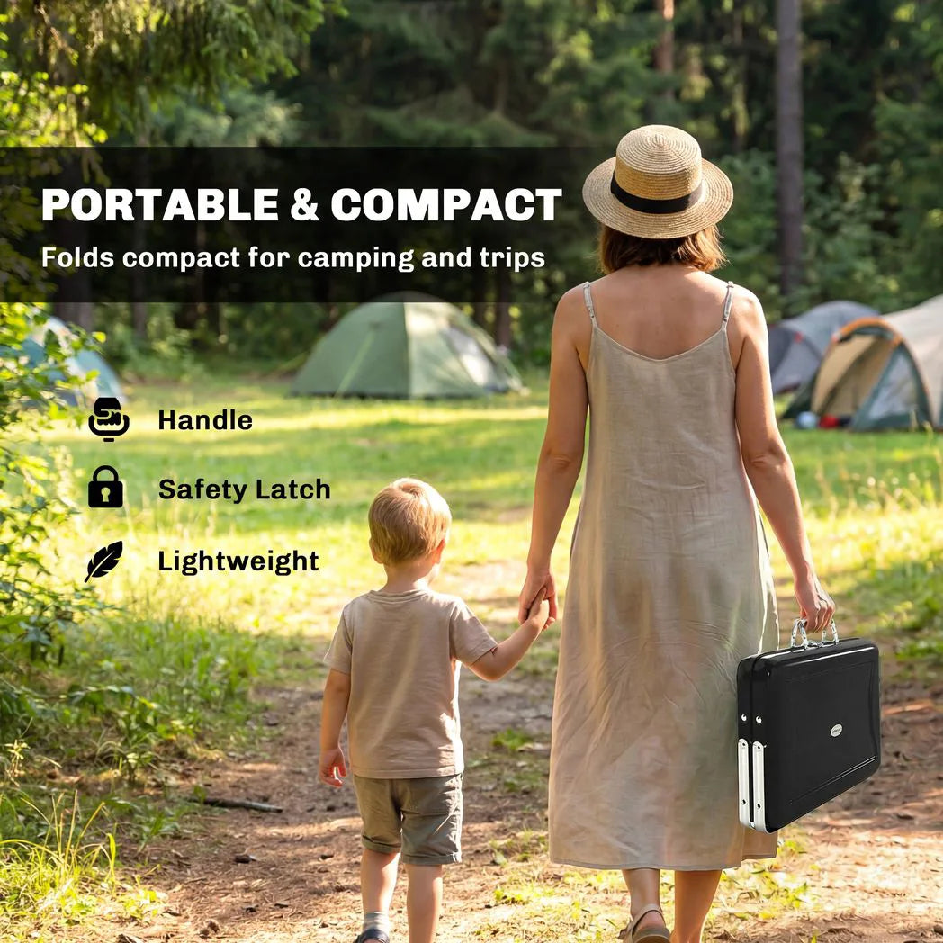 Outsunny Portable Briefcase Charcoal BBQ Grill – Folding Barbecue with Lift-Up Grate for Camping and Picnics, Black