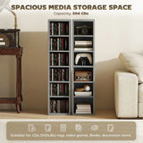 HOMCOM Set of 2 CD Media Storage Towers with Adjustable Shelves, Light Grey
