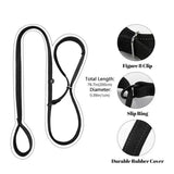 Anti-Pull Dog Lead with Integrated Head Collar Design & Waste Bag Dispenser – 200cm Black Nylon Training Leash