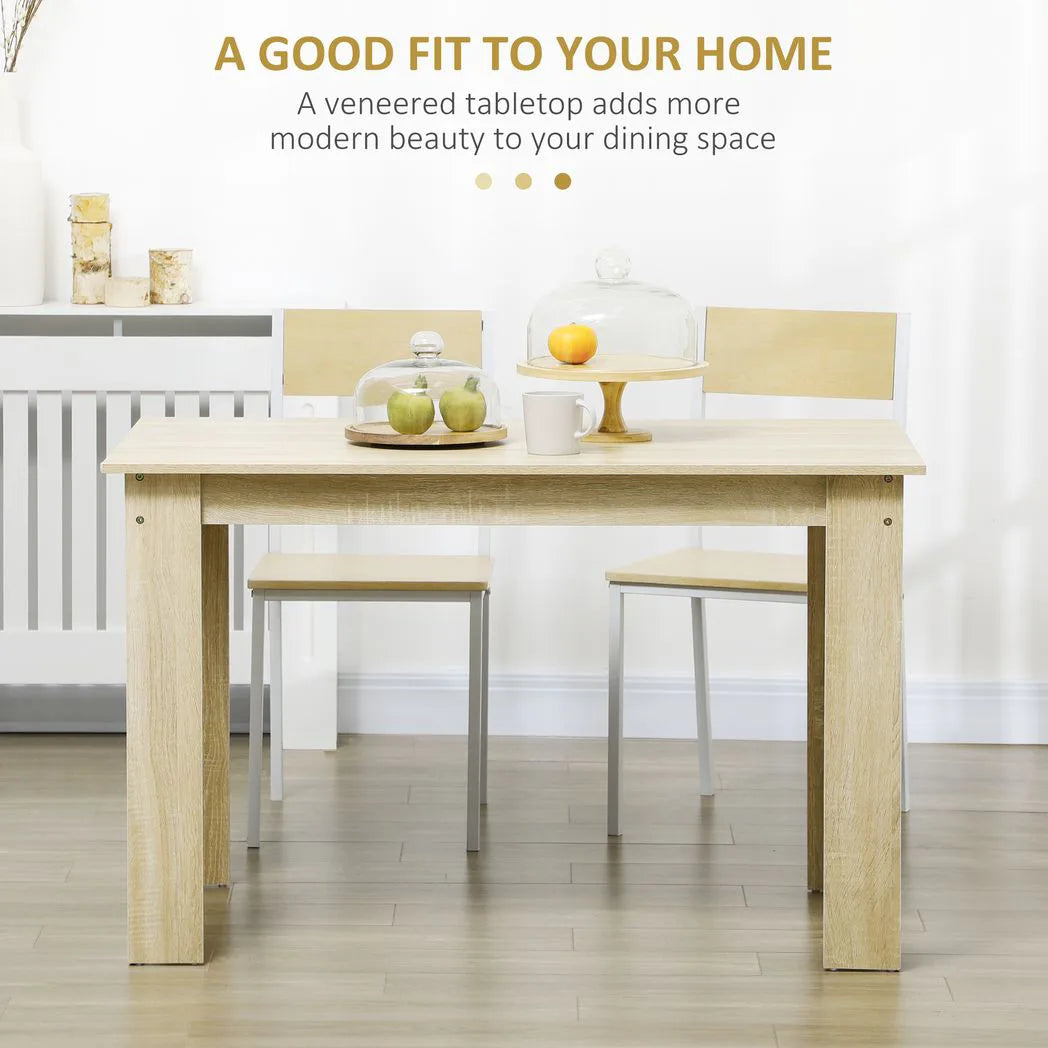 HOMCOM Dining Table for 4-6 People with Wood-Effect Melamine Top – Compact Kitchen Table, Oak