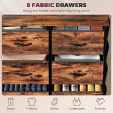 HOMCOM Eight Fabric Drawer Chest with Steel Frame, Pockets and Anti-Tipping Kit – Rustic Brown