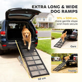PawHut 191cm Extra Long Folding Dog Ramp with Non-Slip Surface – Car Pet Ramp for Large Dogs, Black