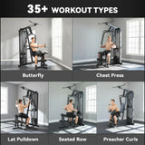 SPORTNOW Multi Gym with 45kg Weight Stack, Adjustable Seat & Backrest – All-in-One Home Gym Machine