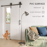 HOMCOM 152.4cm Sliding Barn Door Kit with Track, Rollers, Floor Guide and Handle – Space-Saving PVC-Coated Door, White