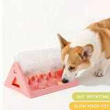 360° Rotating Puzzle Dog Bowl Slow Feeder – Anti-Gulp Interactive Treat Toy for Dogs & Cats, Pink
